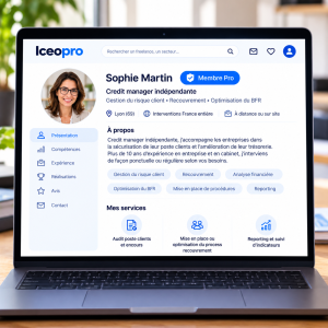 Profil vérifié avec Badge Membre Pro d'un credit manager disponible pour des missions freelance en finance